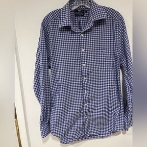Vineyard Vines Slim Fit Tucker Shirt Gingham Navy/Lavender Size Medium Nylon